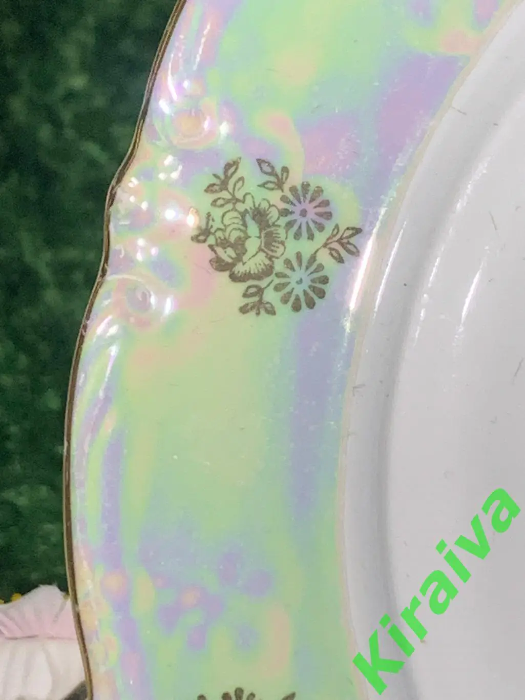 Винтажная фарфор тарелка Kahla (ГДР) 1970-х годов, перламутровая глазурь Н1631 3