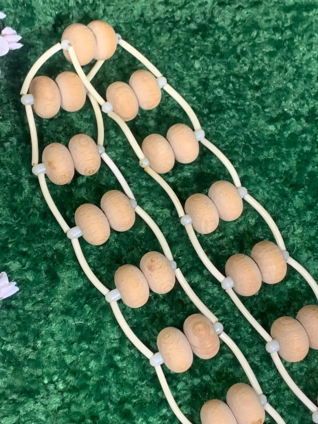 Массажер двухрядный деревянный ленточно-роликовый для спины ног тела 124 с Н8010 5