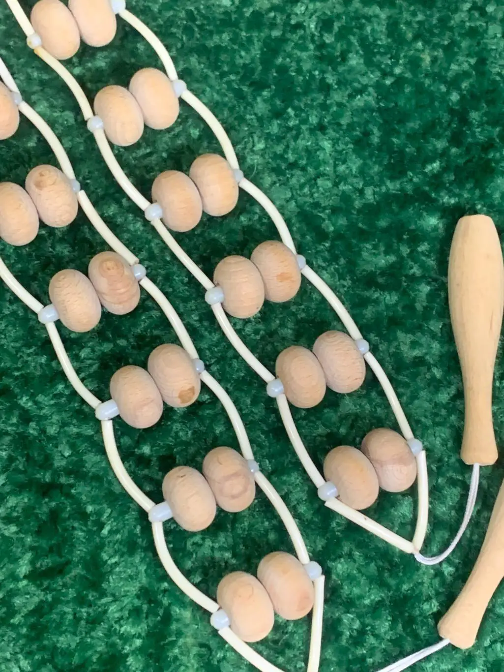 Массажер двухрядный деревянный ленточно-роликовый для спины ног тела 124 с Н8010 6