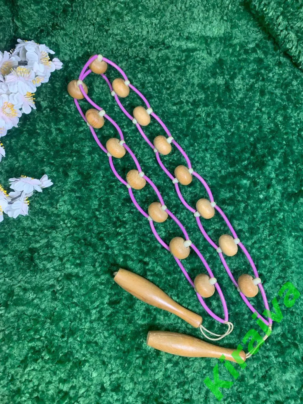 Массажер деревянный ленточно-роликовый для спины ног тела 124 см. Н7916 советски