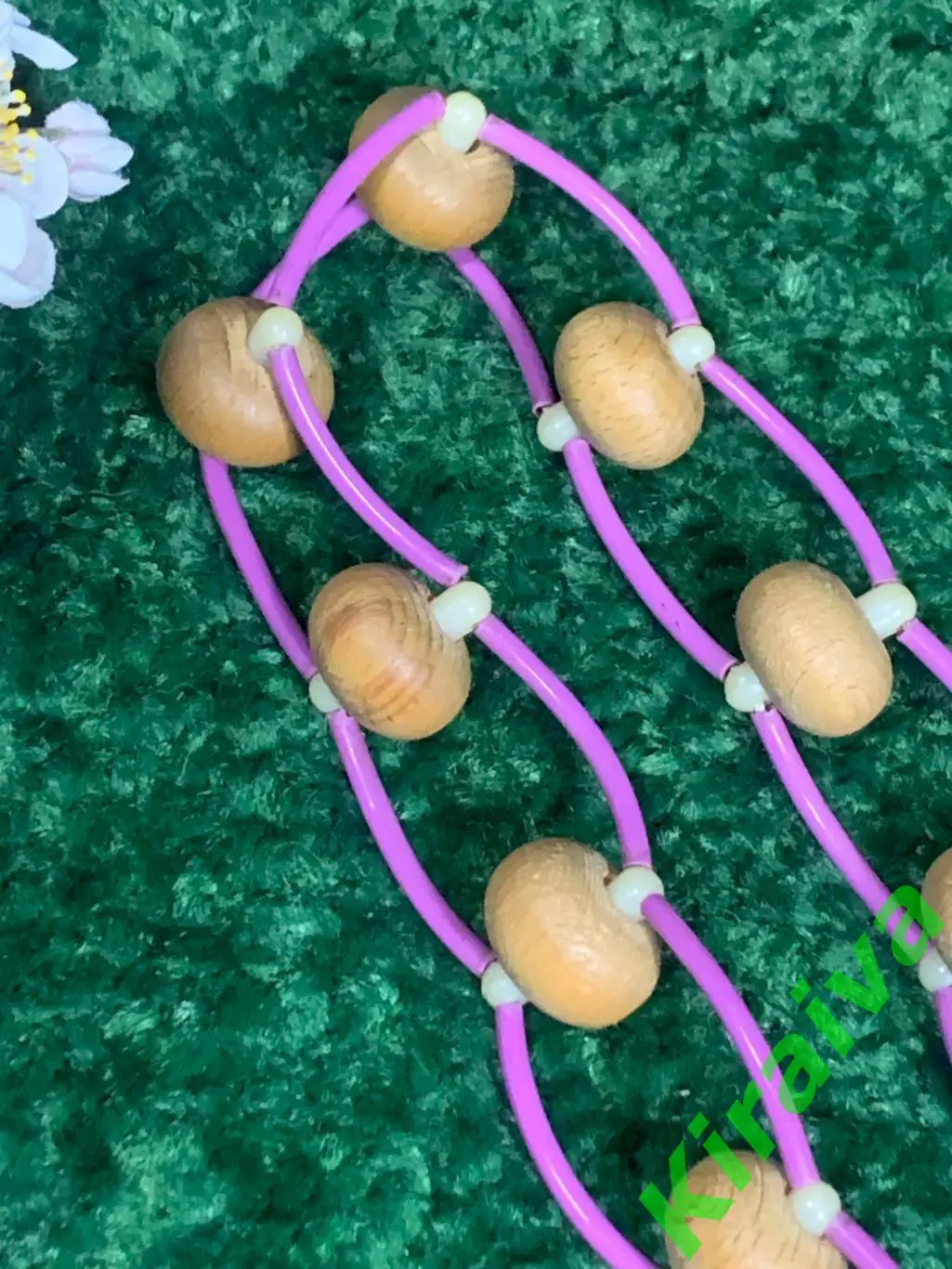 Массажер деревянный ленточно-роликовый для спины ног тела 124 см. Н7916 советски 1