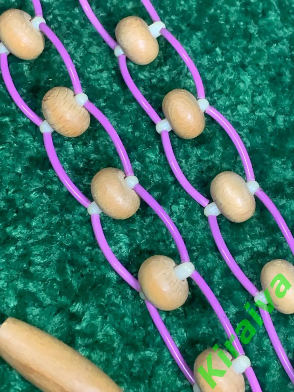 Массажер деревянный ленточно-роликовый для спины ног тела 124 см. Н7916 советски 2