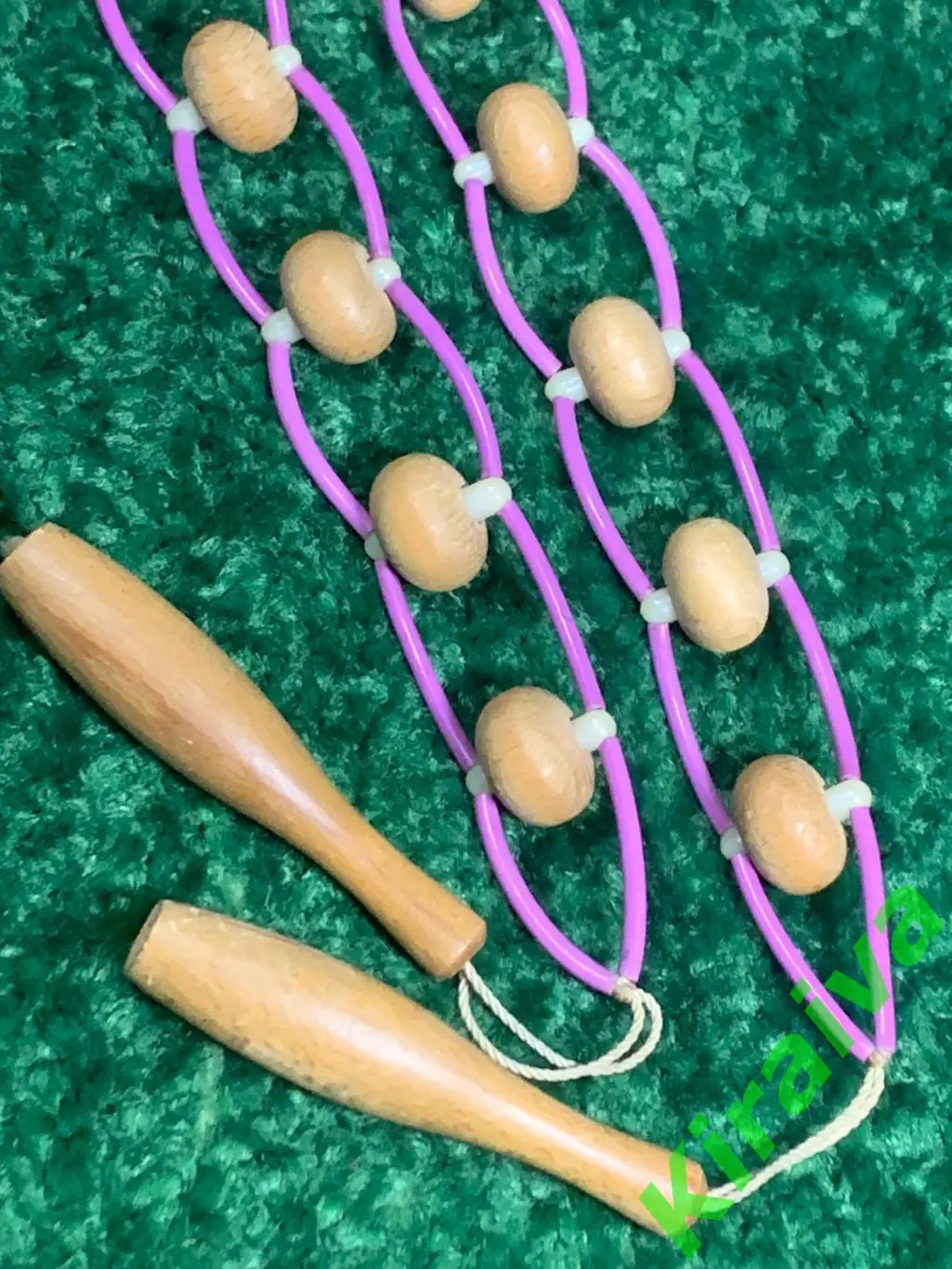 Массажер деревянный ленточно-роликовый для спины ног тела 124 см. Н7916 советски 3