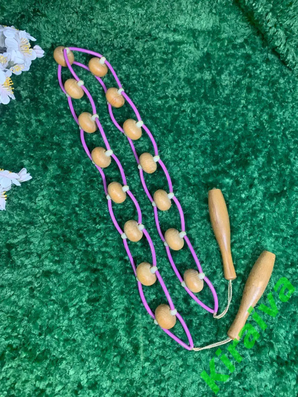 Массажер деревянный ленточно-роликовый для спины ног тела 124 см. Н7916 советски 4