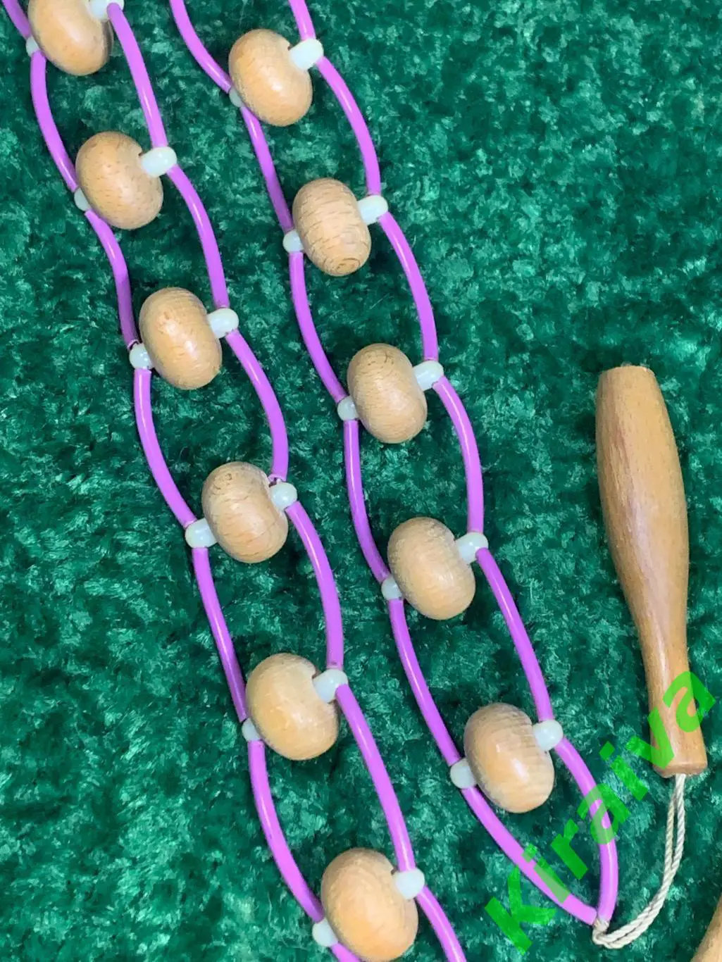 Массажер деревянный ленточно-роликовый для спины ног тела 124 см. Н7916 советски 6