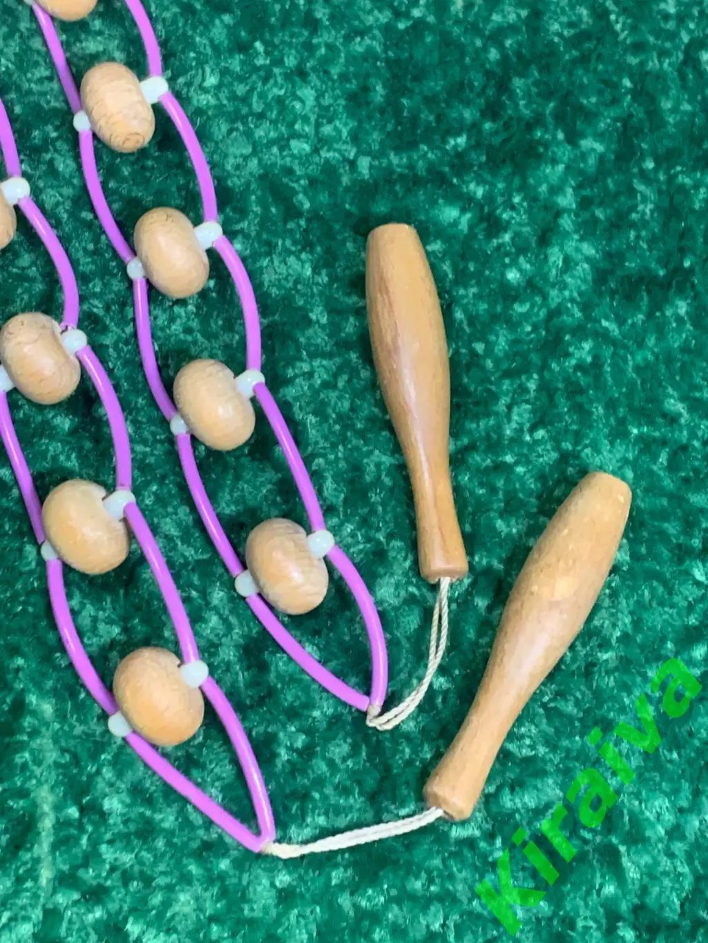 Массажер деревянный ленточно-роликовый для спины ног тела 124 см. Н7916 советски 7