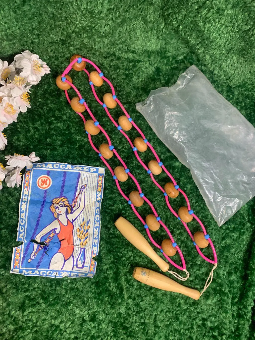 Массажер винтажный в родной упаковке и инструкция деревянный ролик Н07917 новый