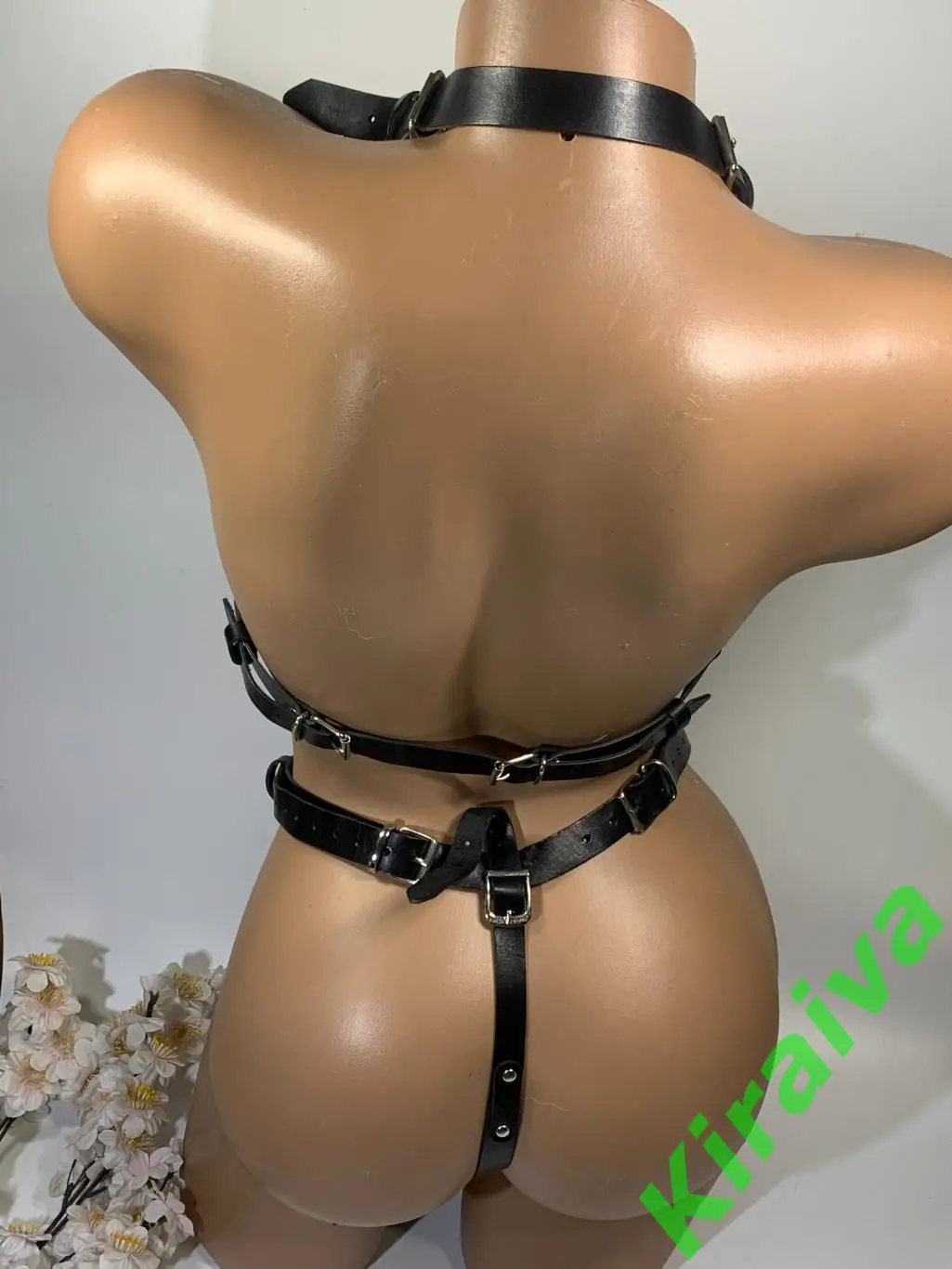 Комплект белья из кожанных ремешков и металлических цепочек, партупея Н1641 4