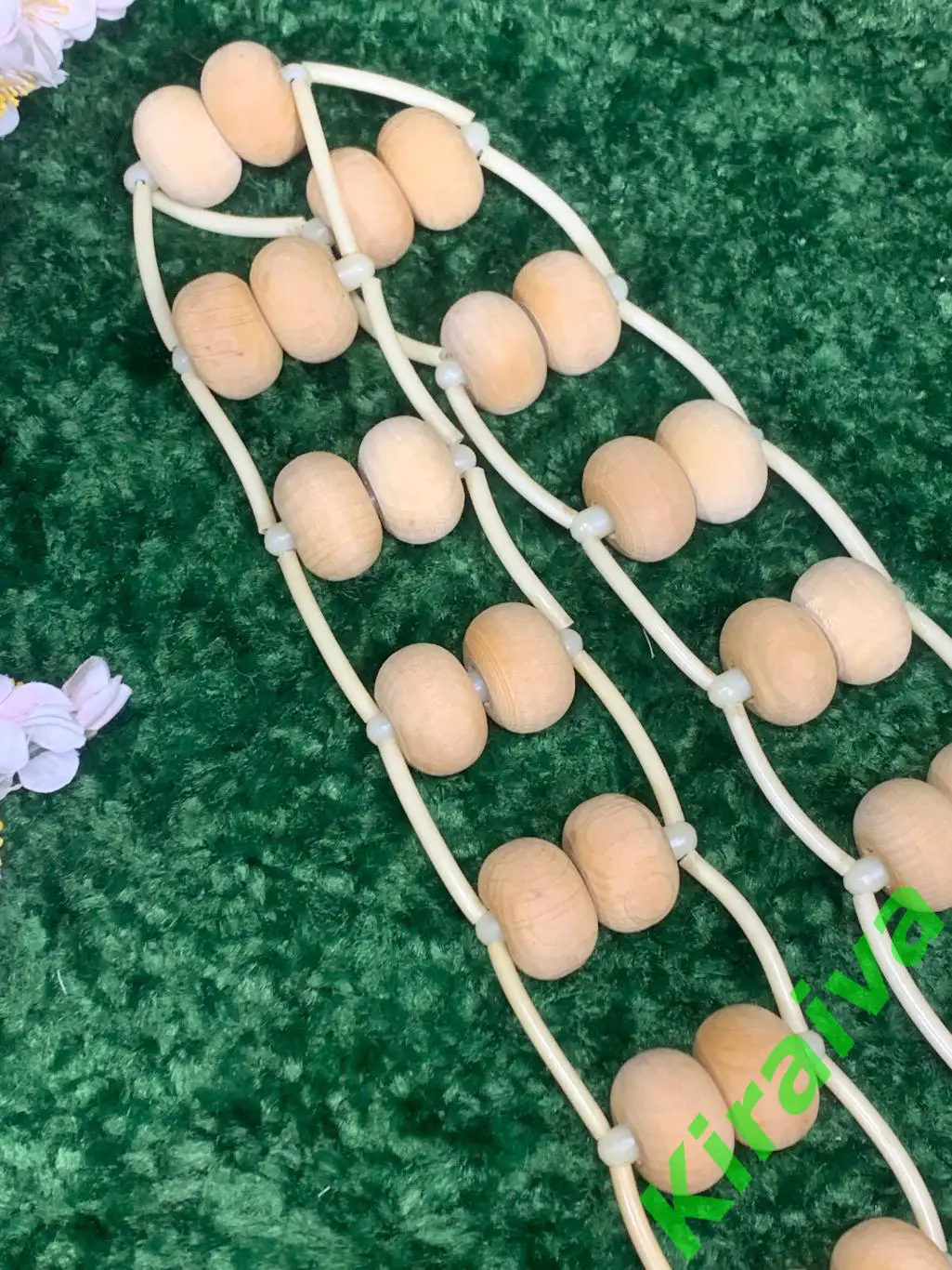 Массажер двухрядный деревянный ленточно-роликовый для спины ног тела 124см Н8012 1