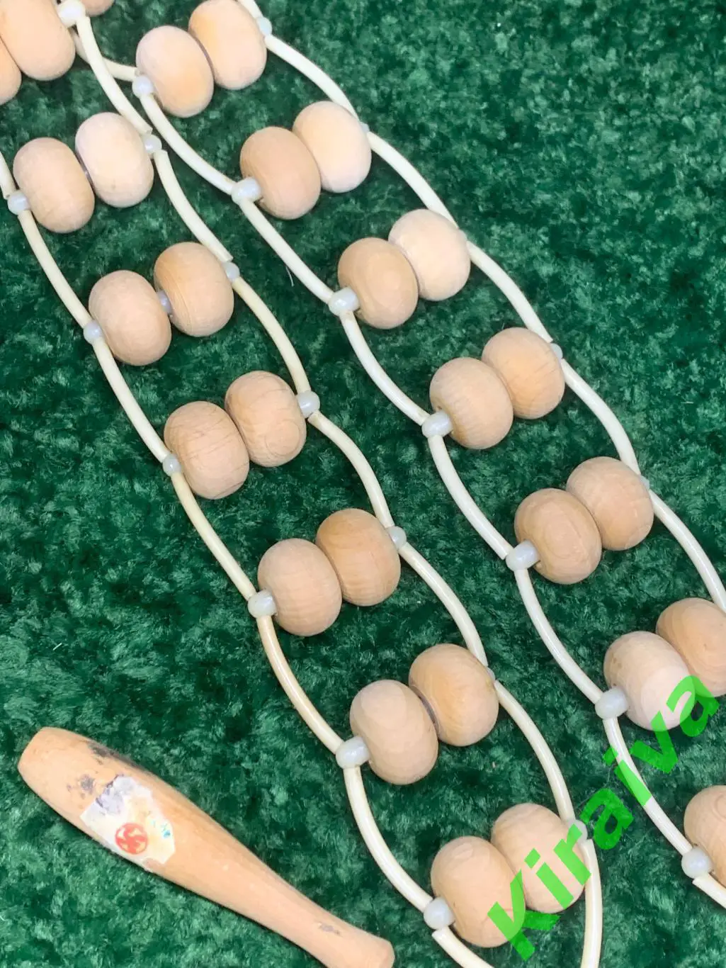 Массажер двухрядный деревянный ленточно-роликовый для спины ног тела 124см Н8012 2