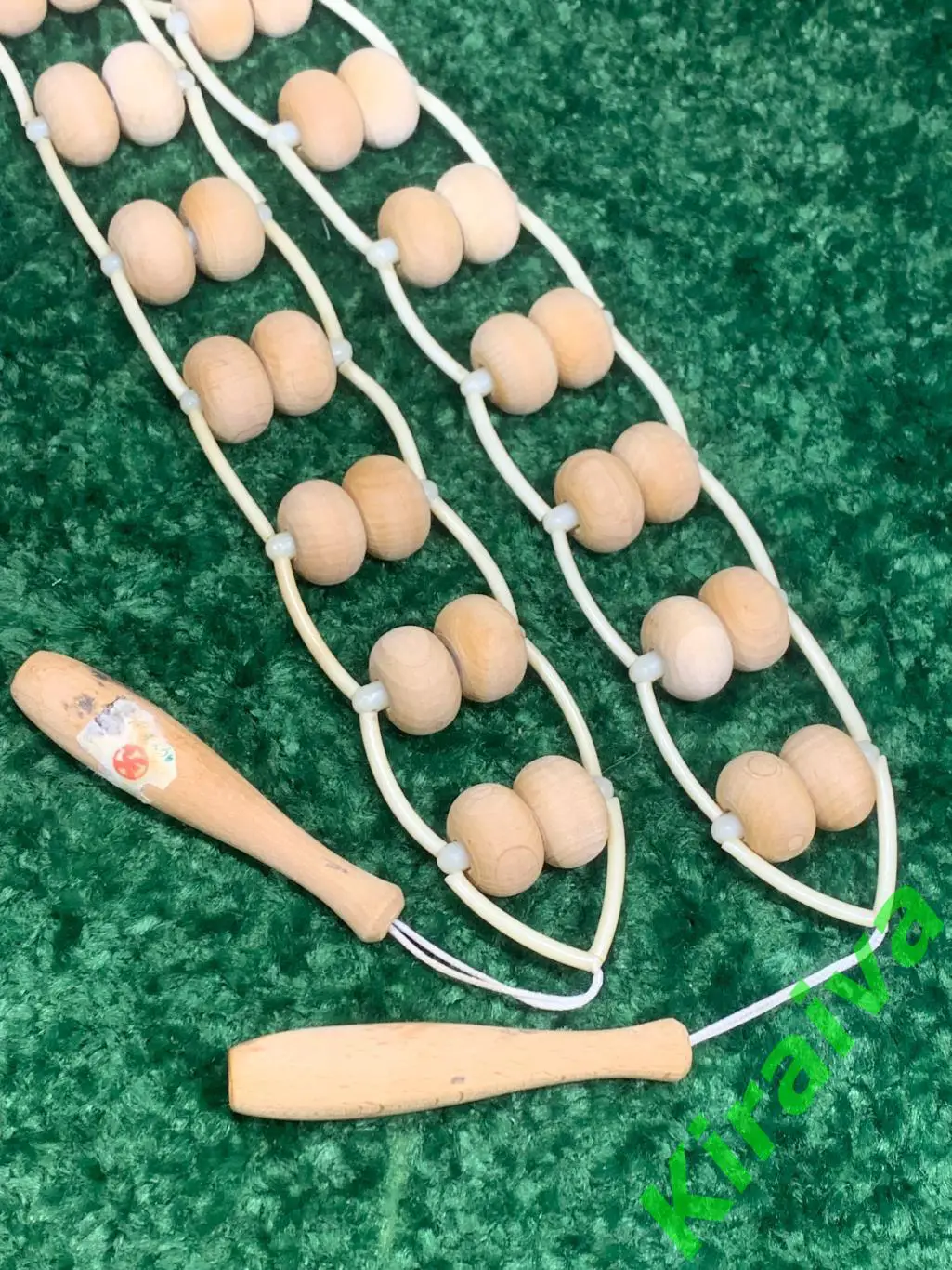 Массажер двухрядный деревянный ленточно-роликовый для спины ног тела 124см Н8012 3