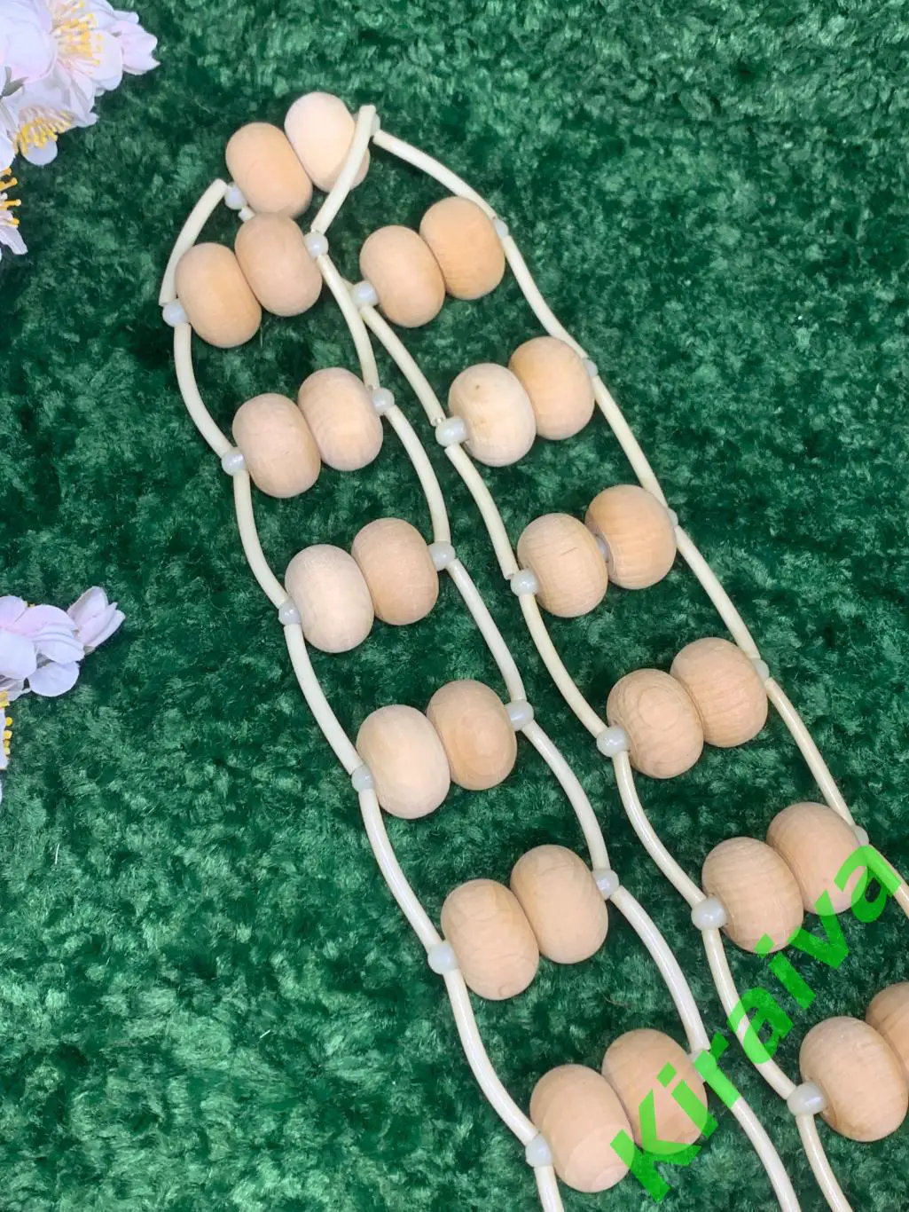 Массажер двухрядный деревянный ленточно-роликовый для спины ног тела 124см Н8012 5