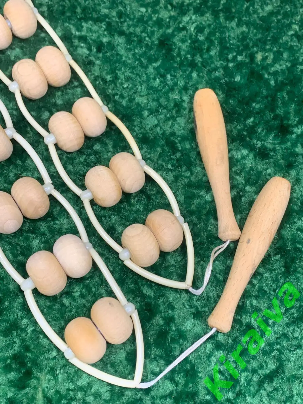 Массажер двухрядный деревянный ленточно-роликовый для спины ног тела 124см Н8012 7