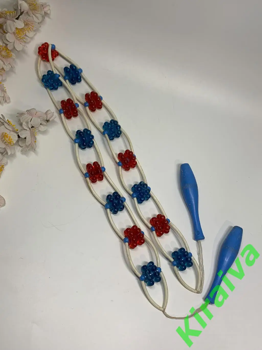 Массажер пластиковый ленточно-роликовый для спины тела ребристые шарики н7918 4