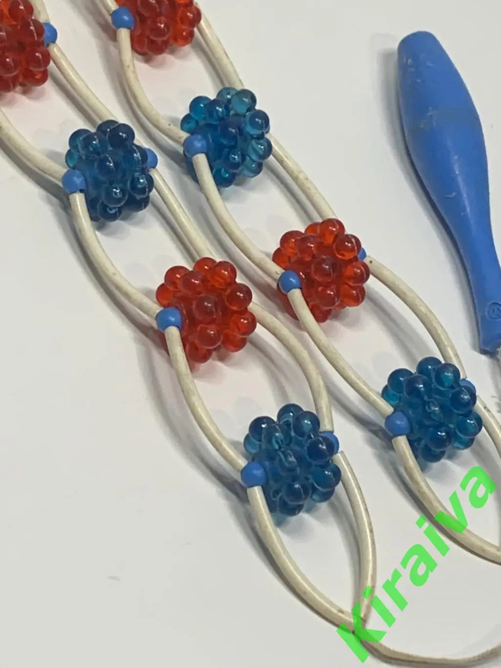 Массажер пластиковый ленточно-роликовый для спины тела ребристые шарики н7918 7