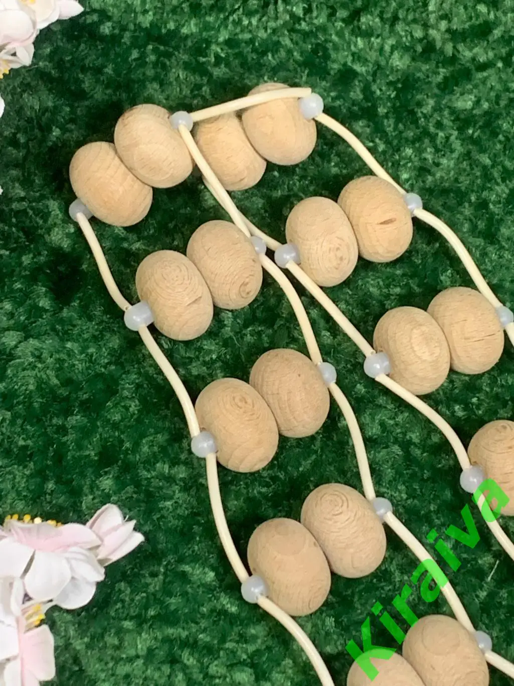 Массажер двухрядный деревянный ленточно-роликовый для спины ног тела 123см Н8013 1