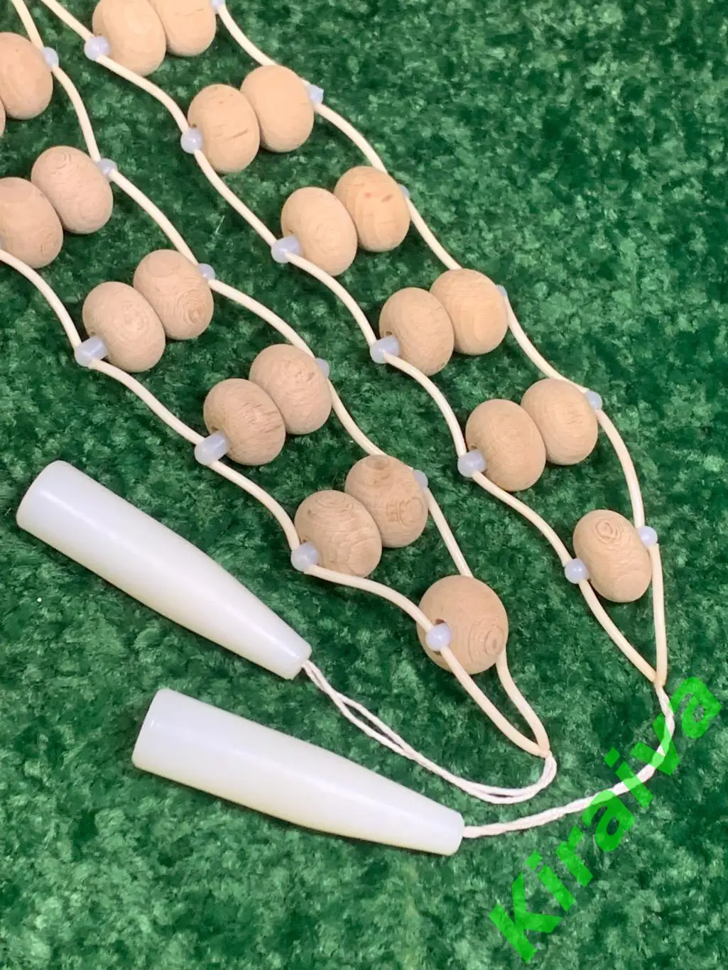 Массажер двухрядный деревянный ленточно-роликовый для спины ног тела 123см Н8013 3