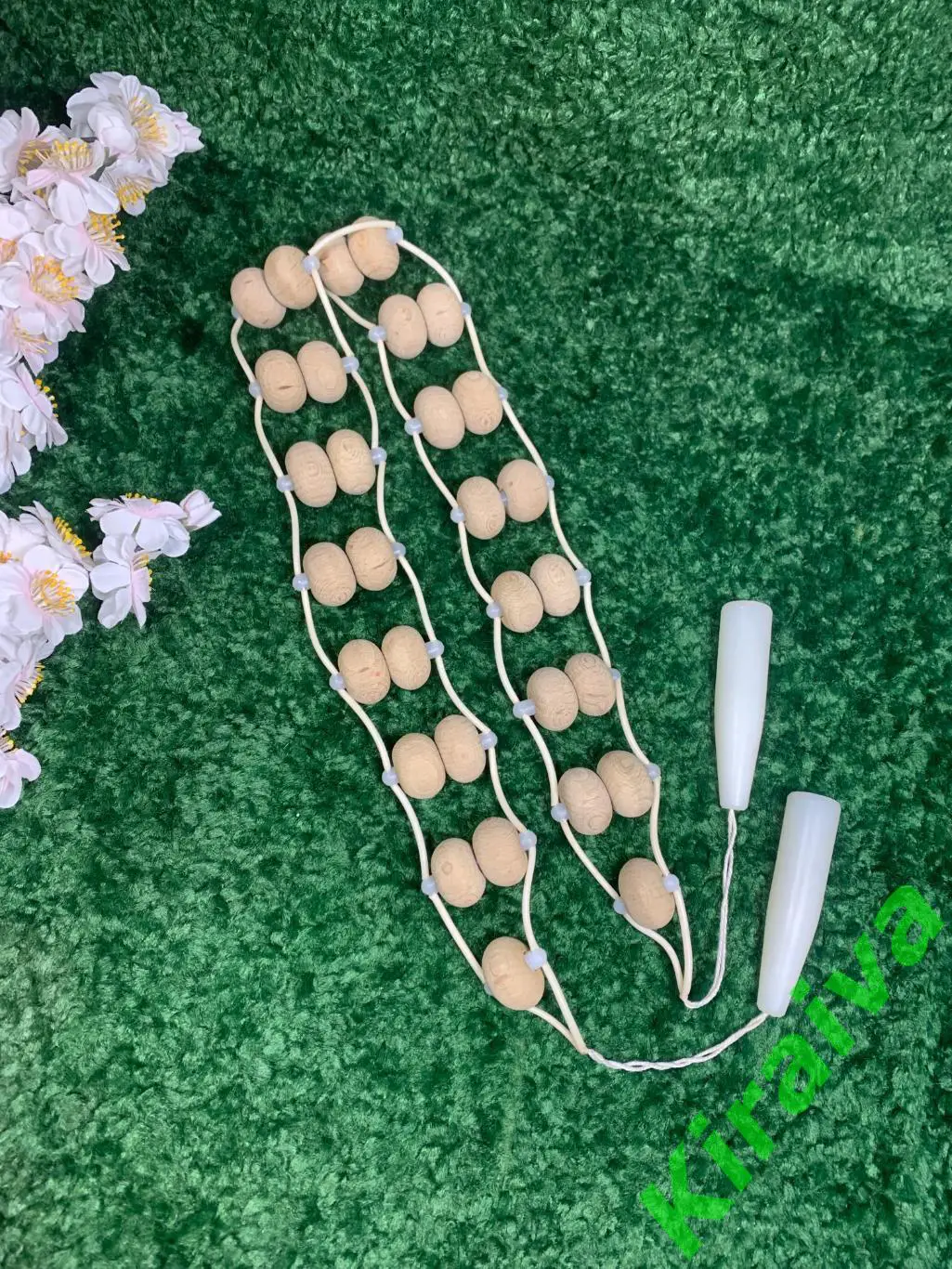 Массажер двухрядный деревянный ленточно-роликовый для спины ног тела 123см Н8013 4