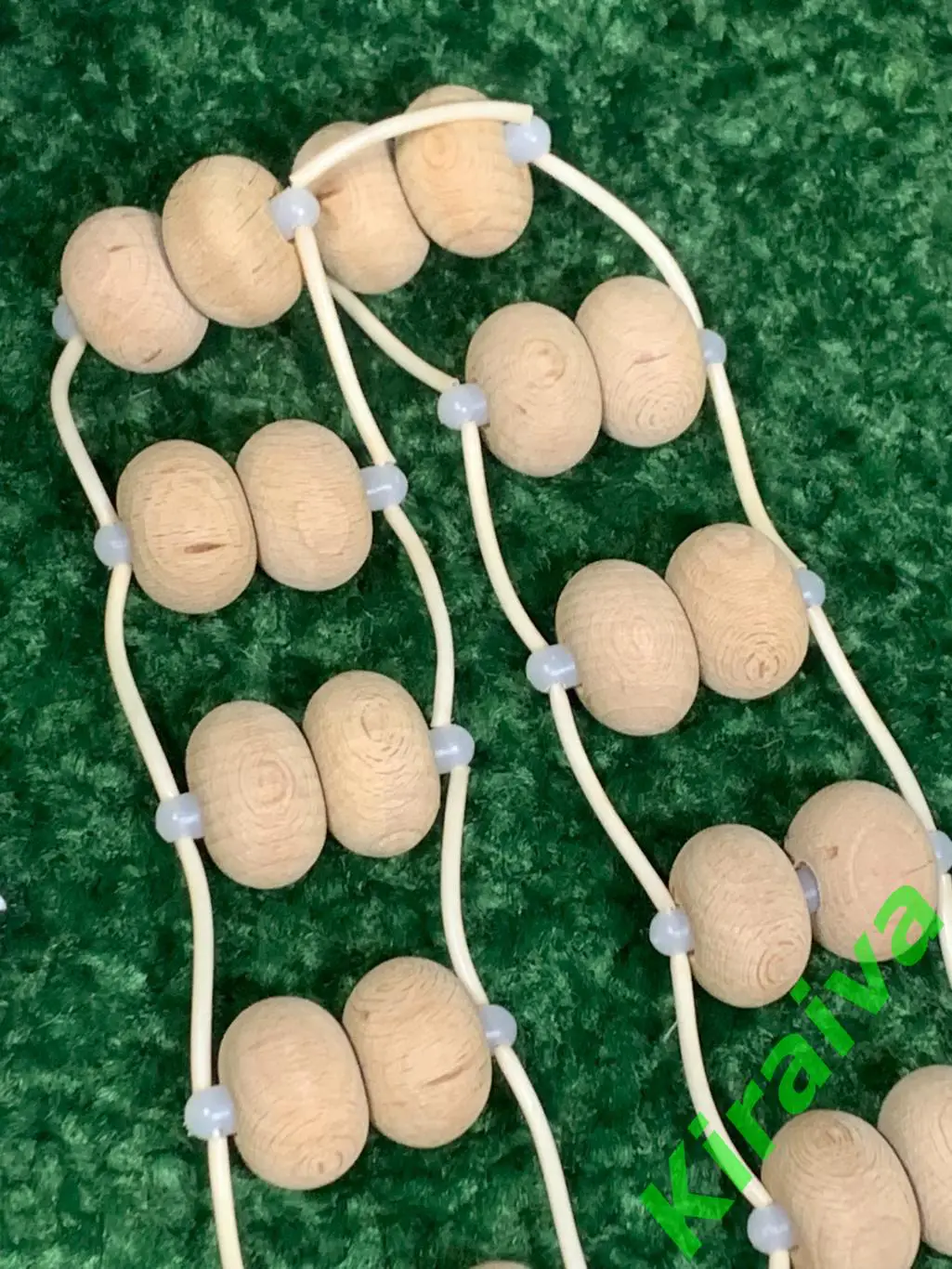 Массажер двухрядный деревянный ленточно-роликовый для спины ног тела 123см Н8013 5