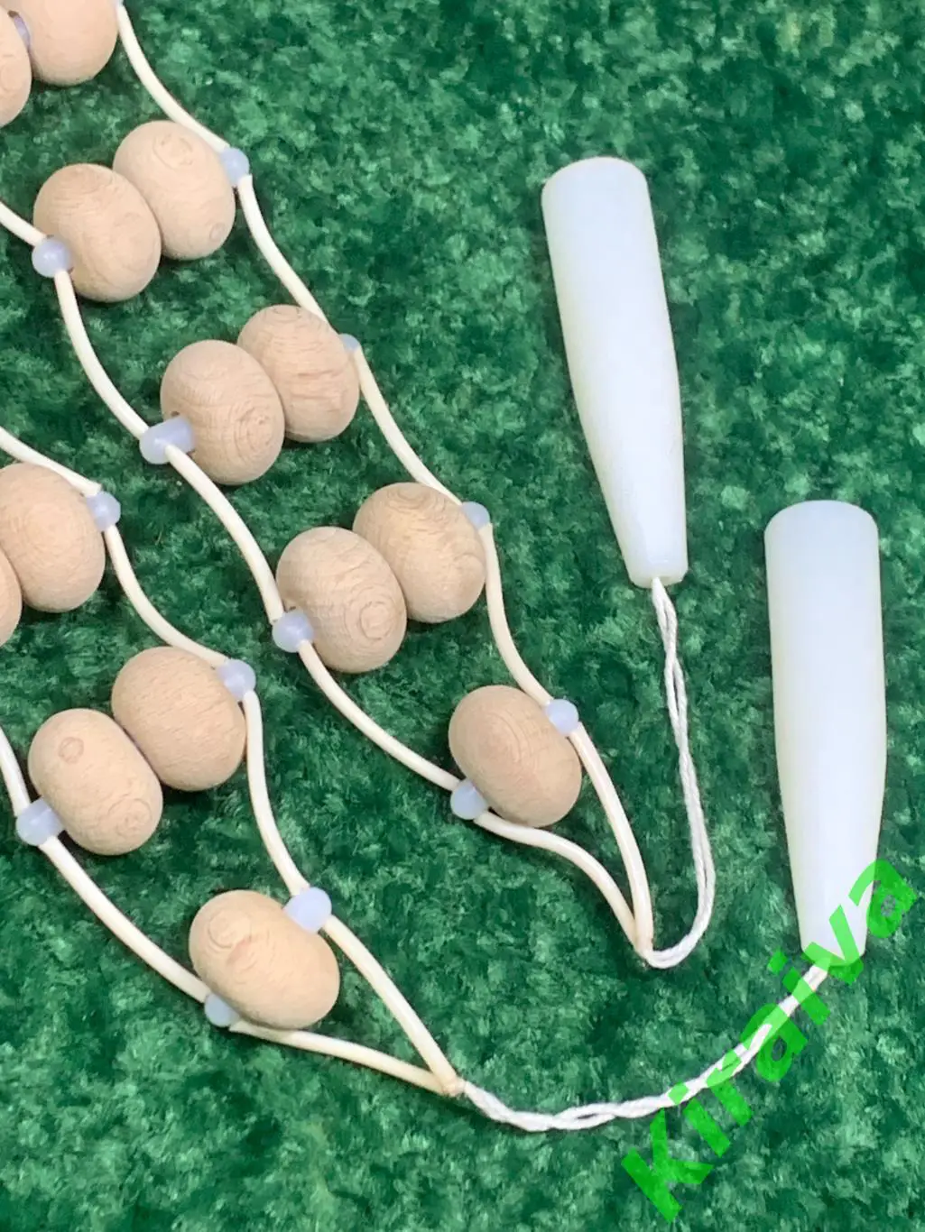 Массажер двухрядный деревянный ленточно-роликовый для спины ног тела 123см Н8013 7