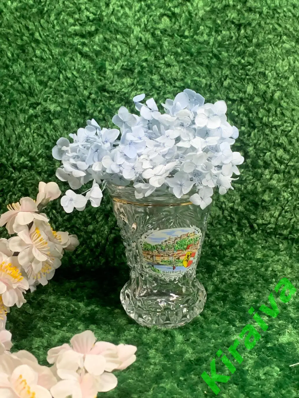 Ваза для цветов с позолотой, гербом Зальцбурга хрустальная /стекло Н1652Элеган 1