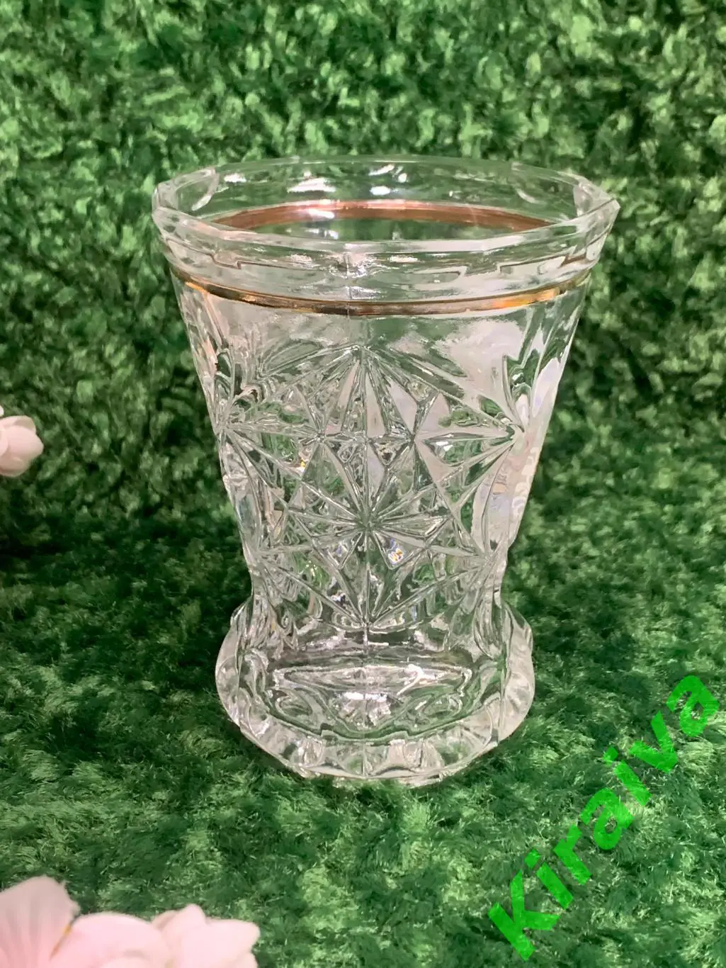 Ваза для цветов с позолотой, гербом Зальцбурга хрустальная /стекло Н1652Элеган 2