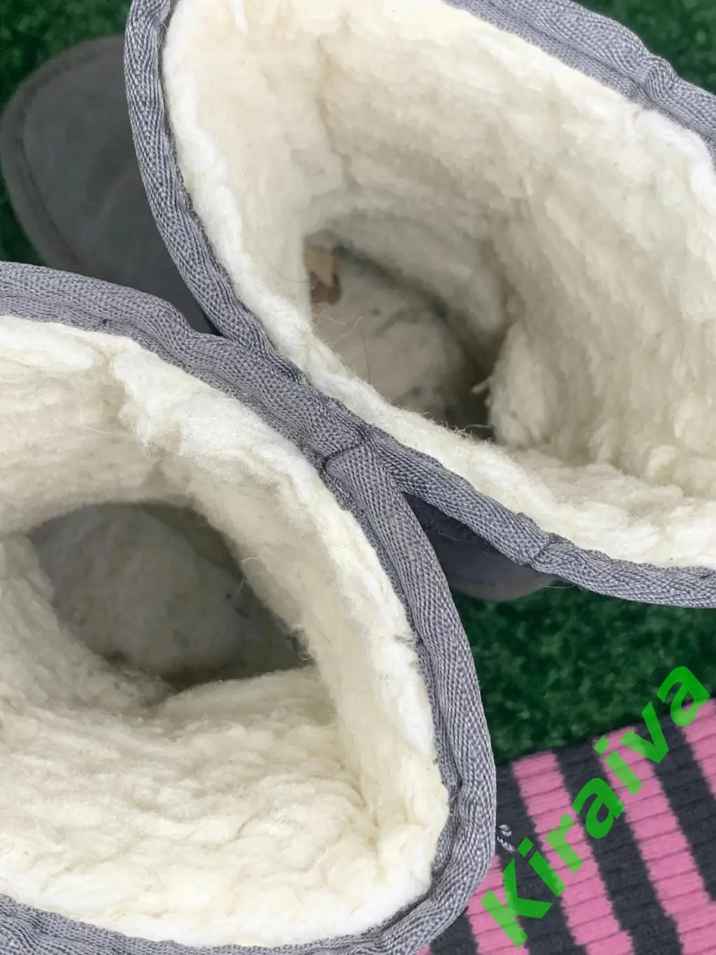 Угги с гетрами, серые, сапоги размер 34, стелька 22 см, текстиль + мех, б/у Н166 5