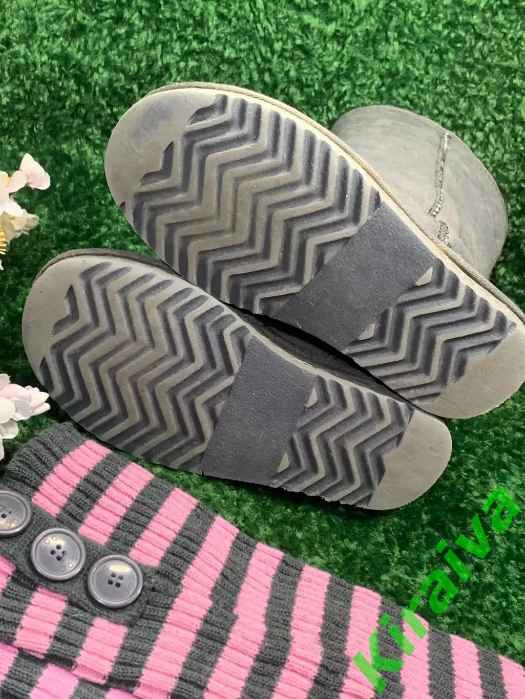 Угги с гетрами, серые, сапоги размер 34, стелька 22 см, текстиль + мех, б/у Н166 6