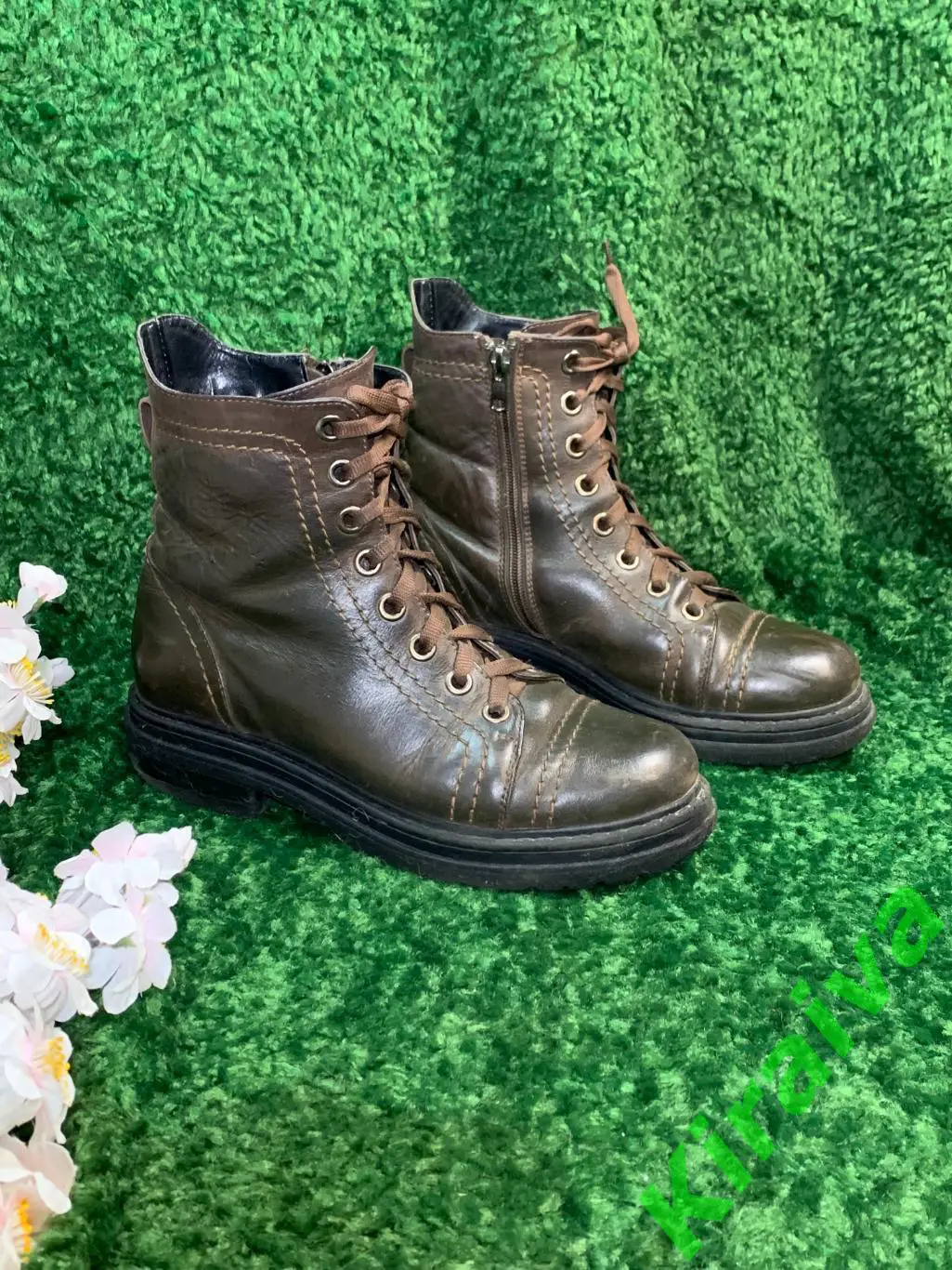 Женские зимние ботинки низкие Prellesta р.39 (25 см) кожа крэк Коричневые Н1662 1