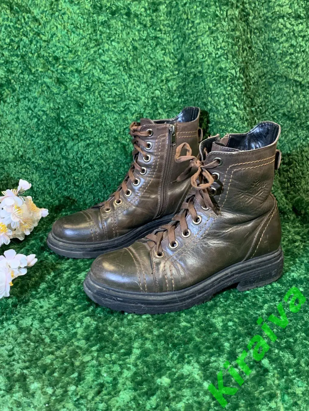 Женские зимние ботинки низкие Prellesta р.39 (25 см) кожа крэк Коричневые Н1662