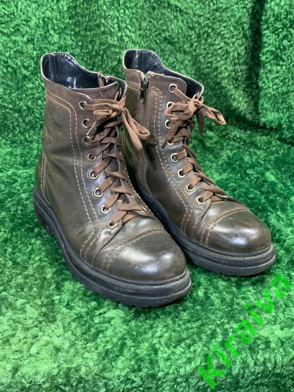 Женские зимние ботинки низкие Prellesta р.39 (25 см) кожа крэк Коричневые Н1662 2