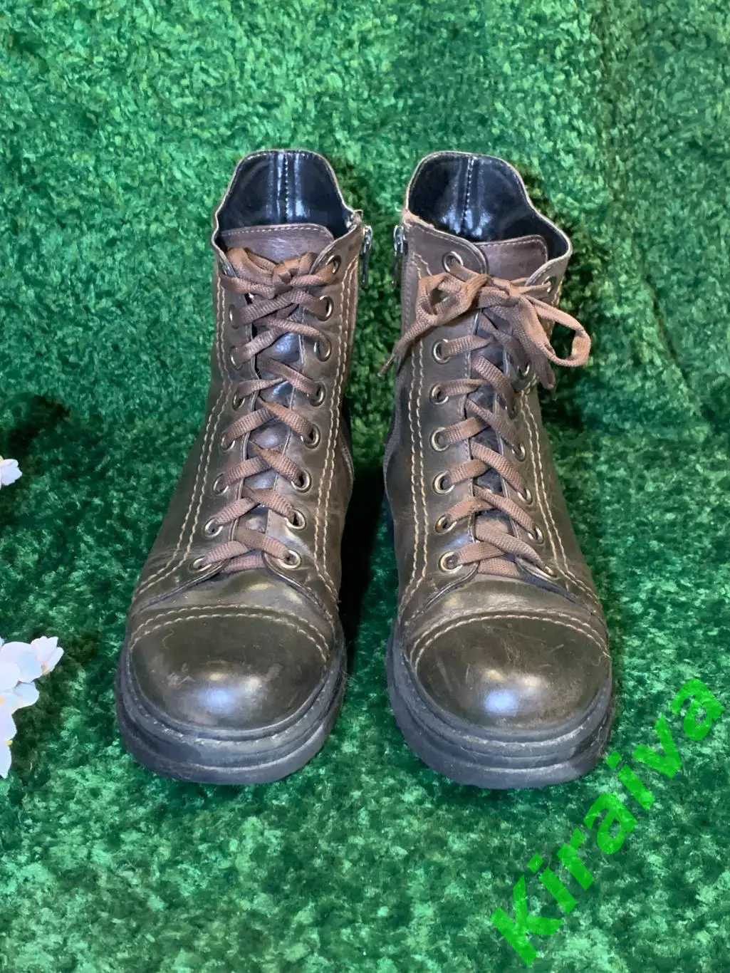 Женские зимние ботинки низкие Prellesta р.39 (25 см) кожа крэк Коричневые Н1662 3