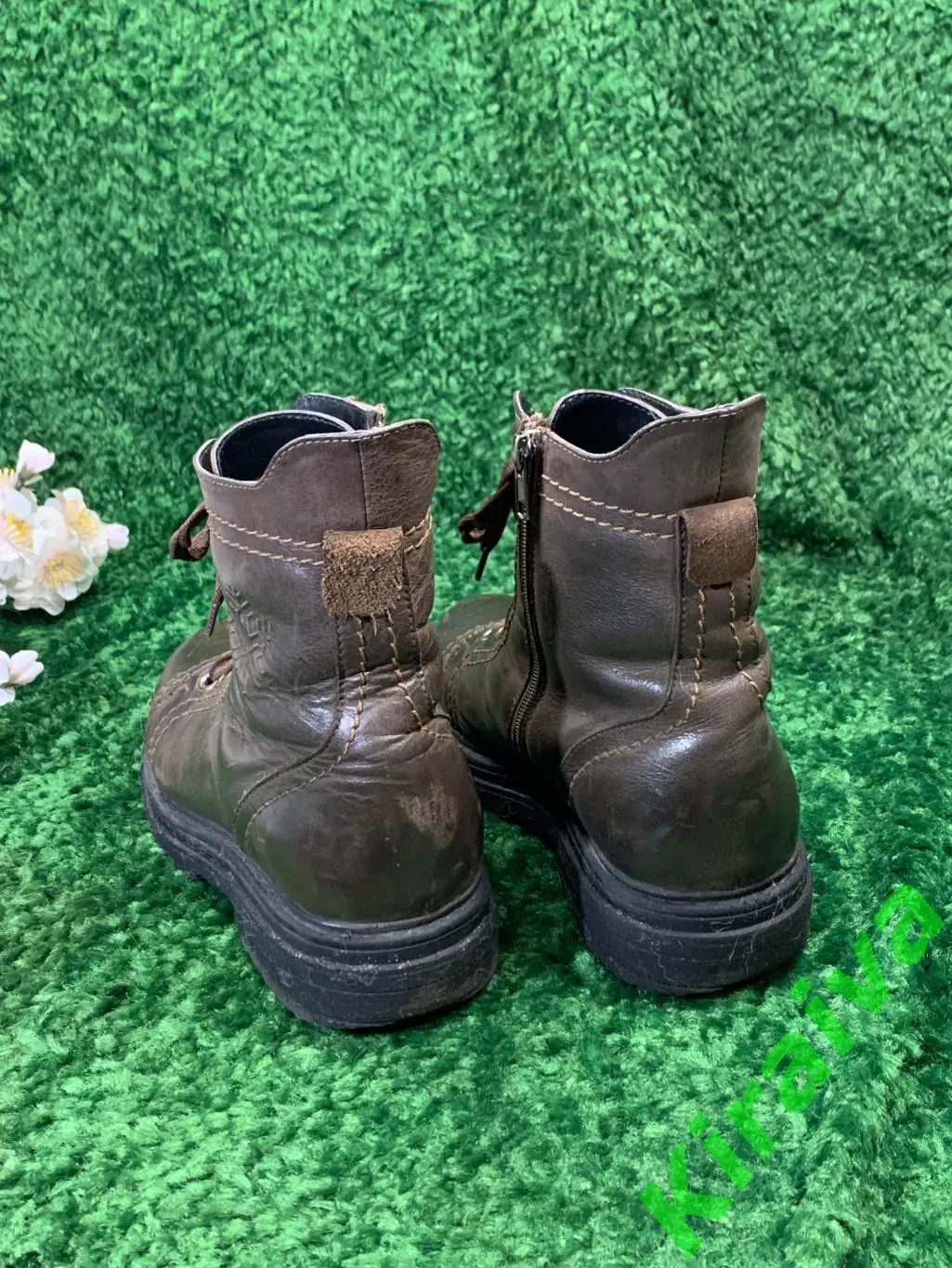 Женские зимние ботинки низкие Prellesta р.39 (25 см) кожа крэк Коричневые Н1662 4