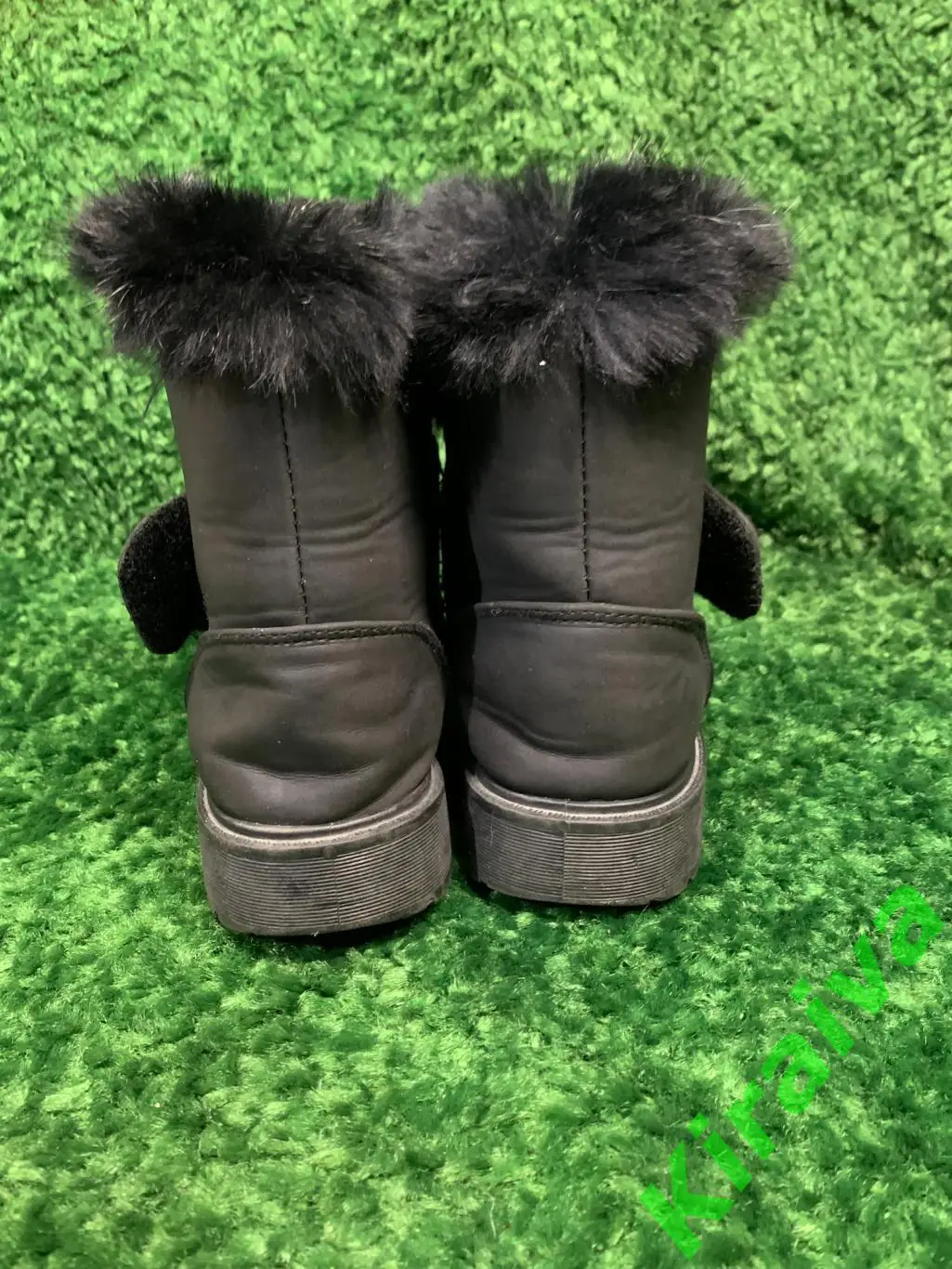 Черные ботильоны для девочек с мехом, сапоги, ботинки демисезон20 см. Н1664 5