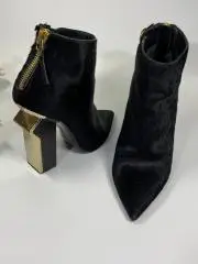 Женские ботильоны Gianmarco Lorenzi, кожа пони, фигурный каблук, золотые молнии,