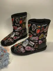 Угги Keddo со стразамии и принтом черные р. 38 (24.8 см), б/у в рок-стиле Н1675