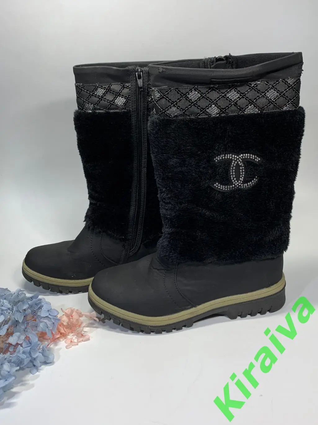 Женские зимние сапоги Polact на молнии, черные с пайетками и мехом р 38 Н1676 3