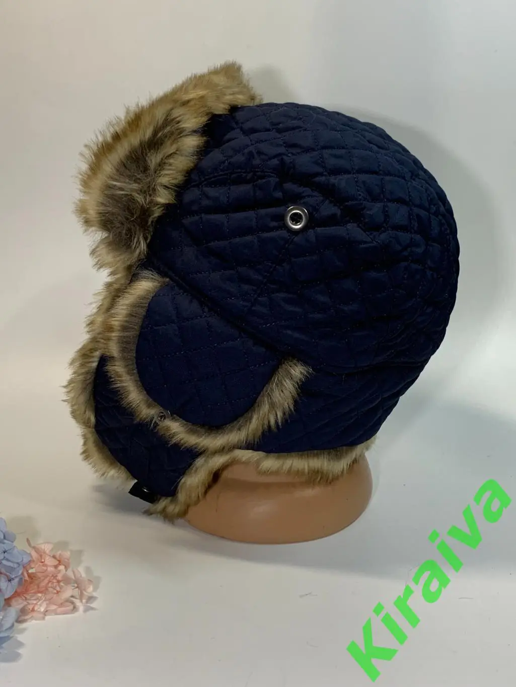 Шапка ушанка синяя плащевка, мех Ede Ref L/XL 55 - 60 см Н1679 защита шеи, ушей, 2