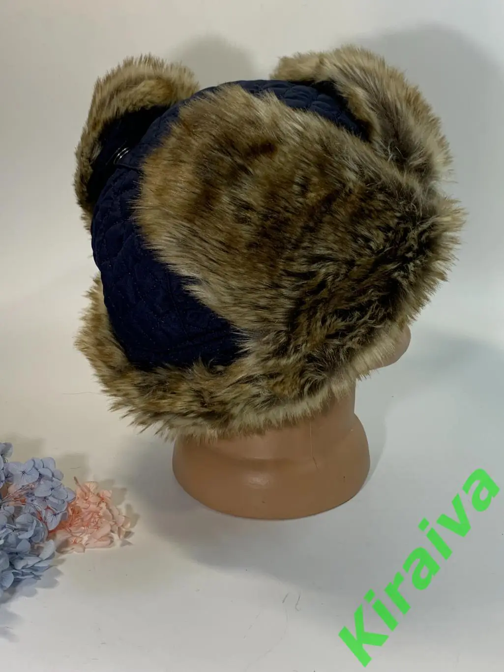 Шапка ушанка синяя плащевка, мех Ede Ref L/XL 55 - 60 см Н1679 защита шеи, ушей, 5