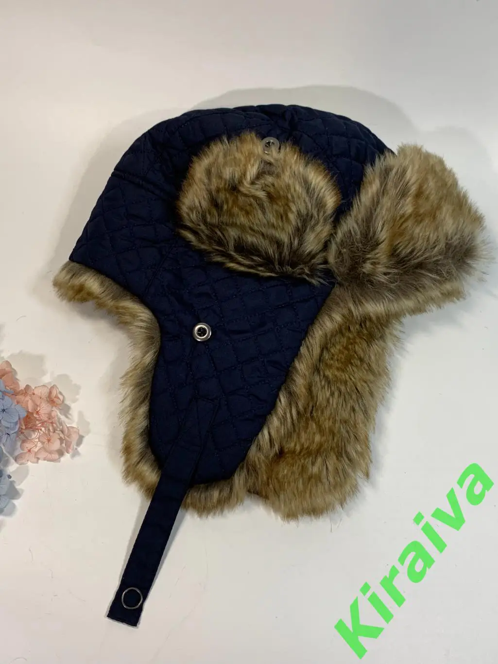 Шапка ушанка синяя плащевка, мех Ede Ref L/XL 55 - 60 см Н1679 защита шеи, ушей, 1