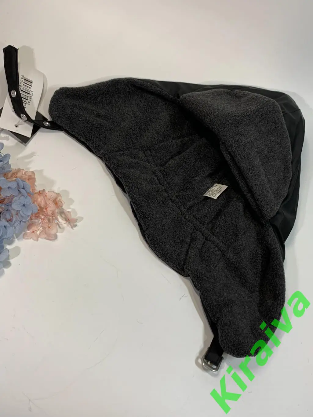 Шапка ушанка плащевка, флис, темно серая L/XL 55 - 60 см Н1680 защита шеи, ушей, 6