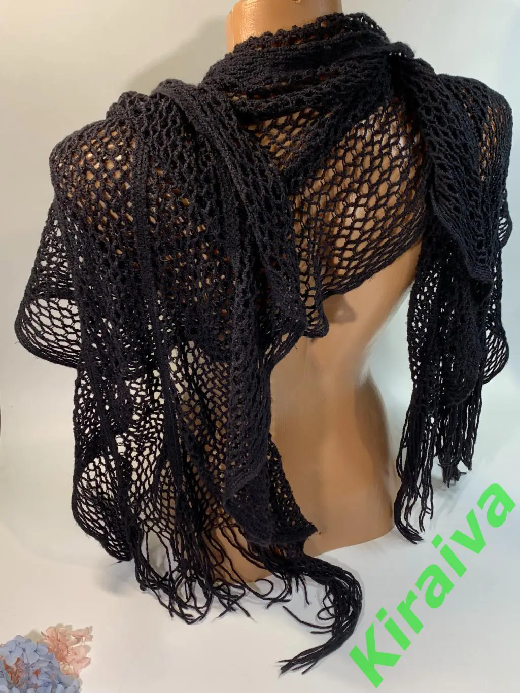 Женский ажурный теплый длинный шарф (55?120 см) Н1683Элегантный женский ажурны 2