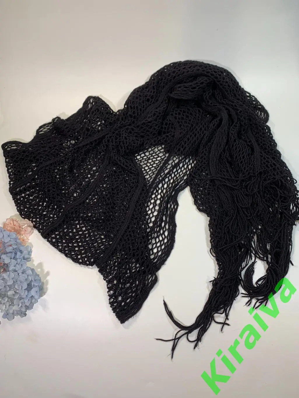 Женский ажурный теплый длинный шарф (55?120 см) Н1683Элегантный женский ажурны 7
