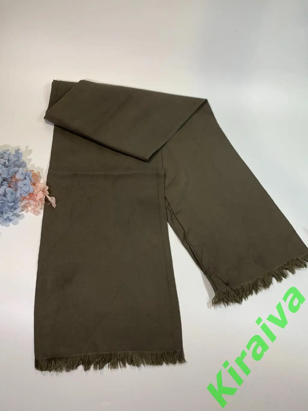 Шарф-кашне форменный с бахромой цвет хаки (20?125 см) Н1685Элегантный классиче 1