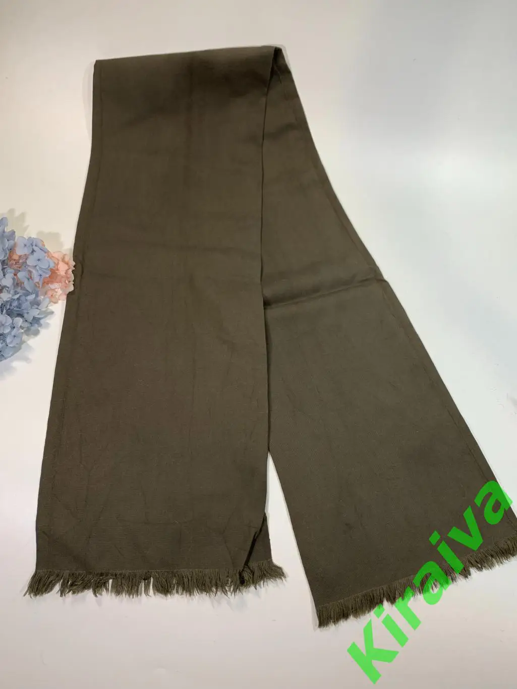 Шарф-кашне форменный с бахромой цвет хаки (20?125 см) Н1685Элегантный классиче 2