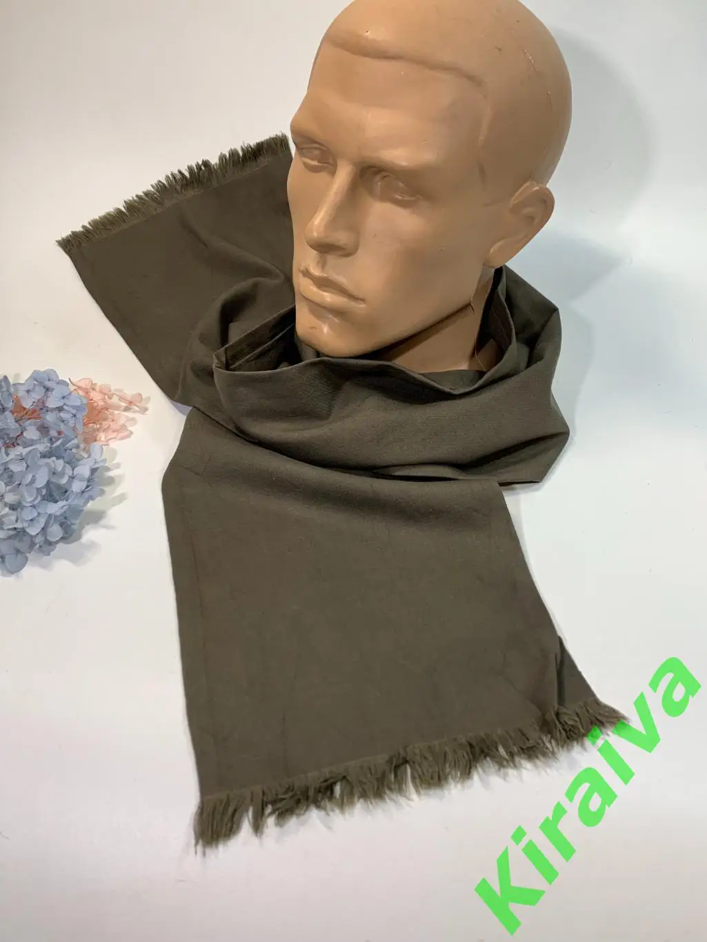 Шарф-кашне форменный с бахромой цвет хаки (20?125 см) Н1685Элегантный классиче