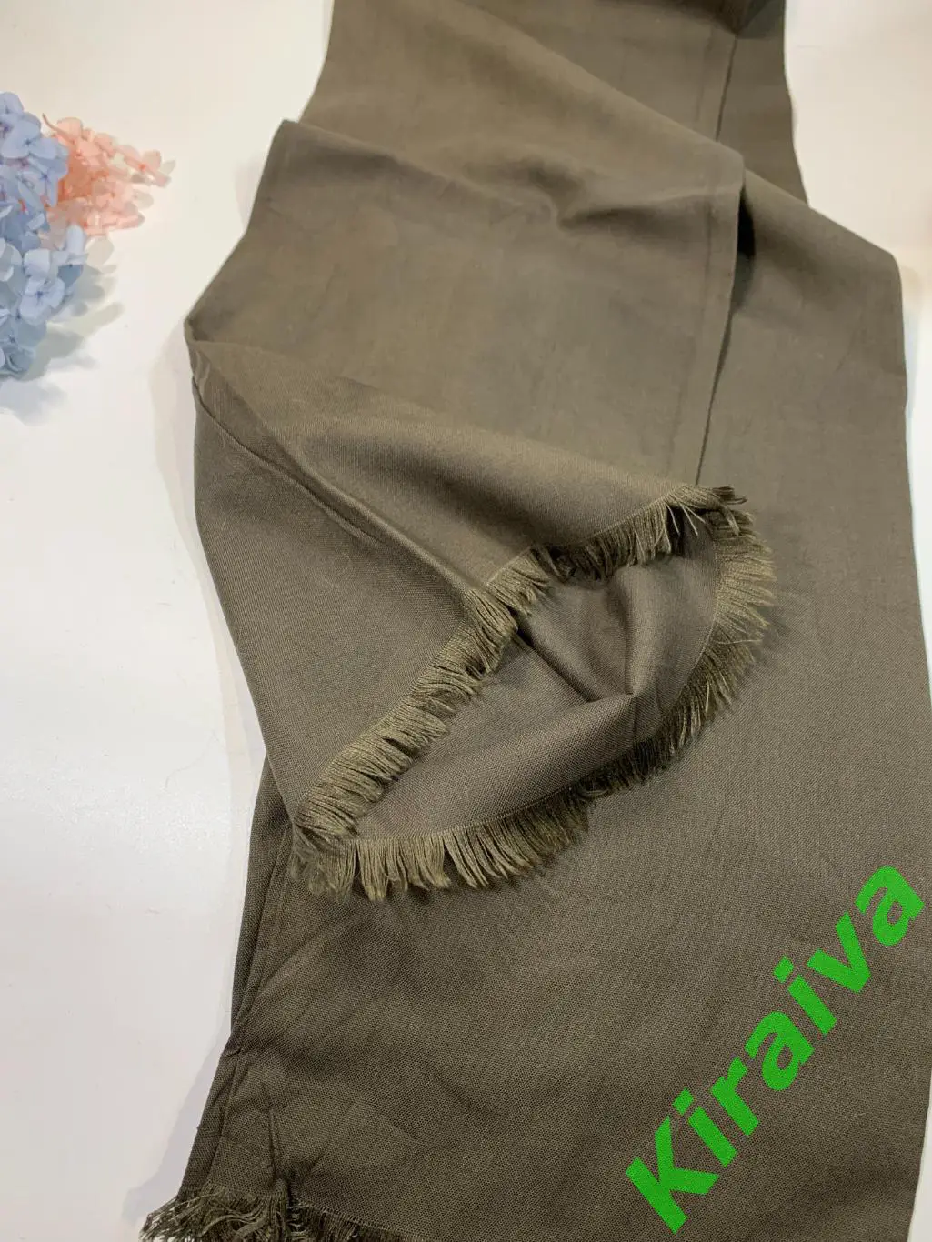 Шарф-кашне форменный с бахромой цвет хаки (20?125 см) Н1685Элегантный классиче 3