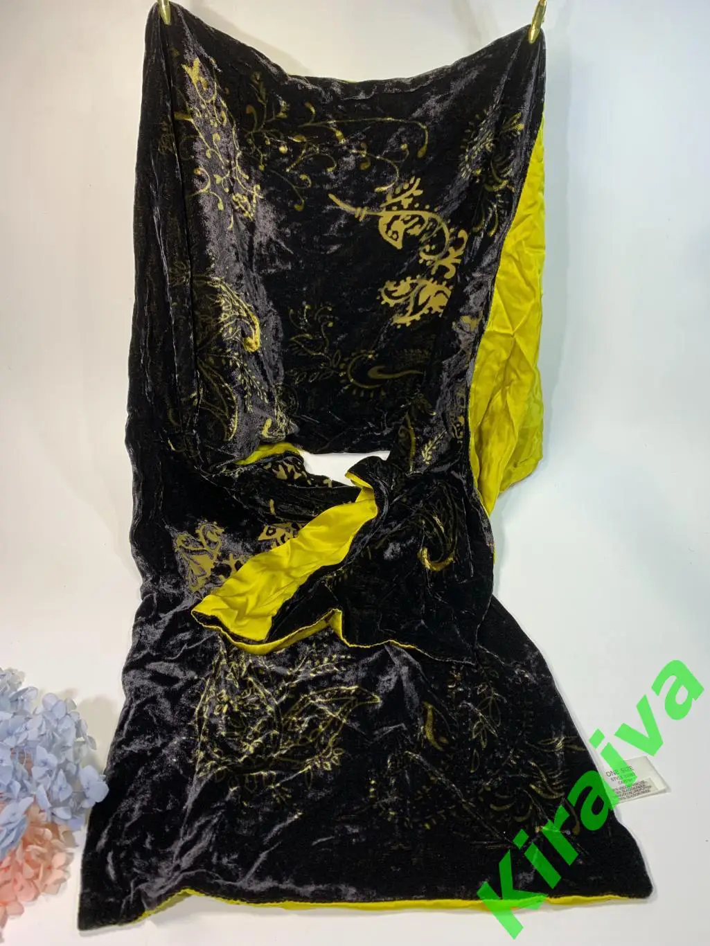 Женский бархатный шарф с узорами, двухсторонний бархат/шелк 34?155 Н1686 2