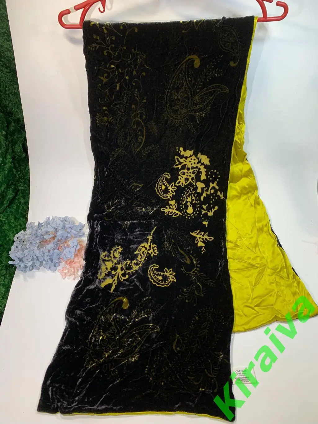 Женский бархатный шарф с узорами, двухсторонний бархат/шелк 34?155 Н1686 7