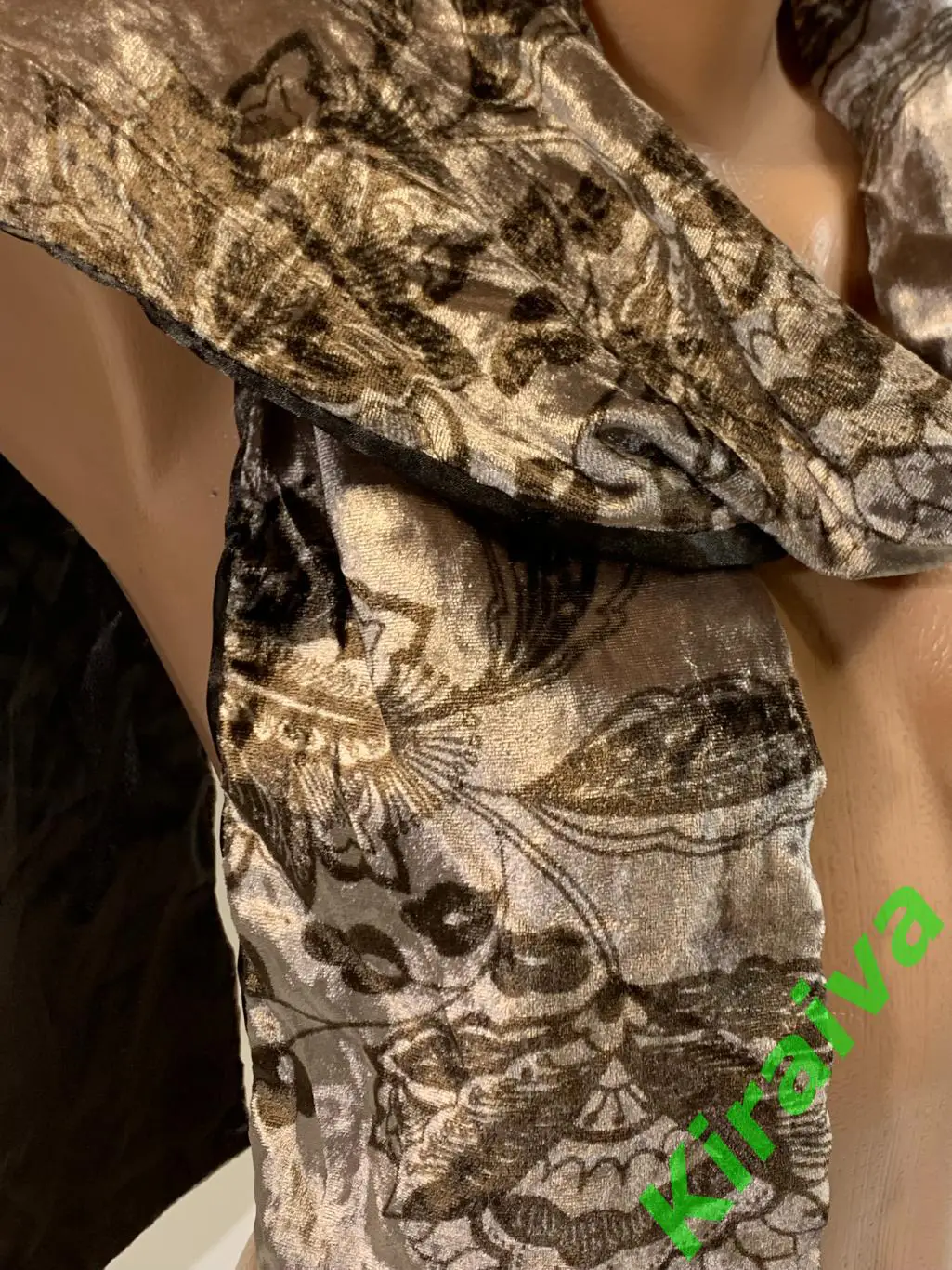 Женский бархатный двусторонний шарф с узорами, 15?150 см, бархат/вискоза Н1687 1